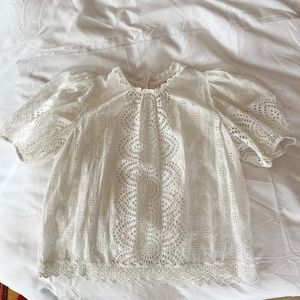 Ulla Johnson white eyelet top size 6 but generous cut, will fit 8 or 10 nicely.
